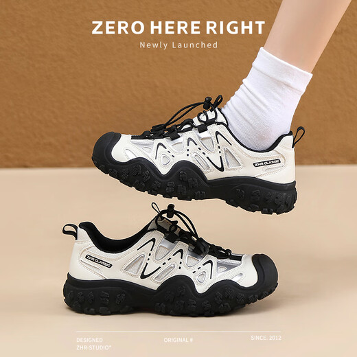 ZHR登山鞋女休闲户外运动轻便溯溪鞋女百搭拼接女鞋 G683 米黑 39