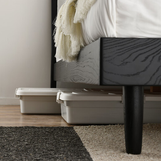 Meubles fédéraux Nordic Ash Lit en bois massif Médiéval Style Chambre Médie Noire 1,8 mètres Grand lit Soft Double Bed BP6624 Night Ash Ash Solid Wood Lit 1,5 mètres