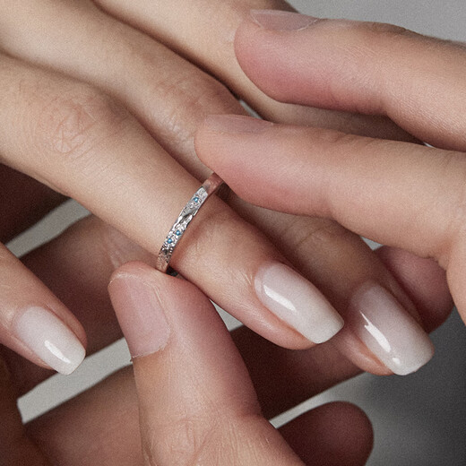 RHODON stone grain texture couple ring men's sterling silver ring plain ring engraved high-grade blue diamond niche gift girlfriend proposal female model 1 piece (11#13#15#17) message size