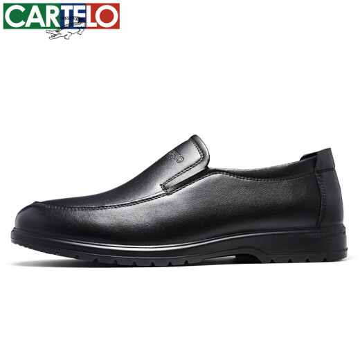 CARTELO men's leather shoes versatile one-piece comfortable and soft genuine leather business casual leather shoes men 6210 black 43