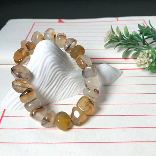 Honganze old phoenix style marine chalcedony stone bracelet irregular bracelet agate grass flower men and women single loop 101