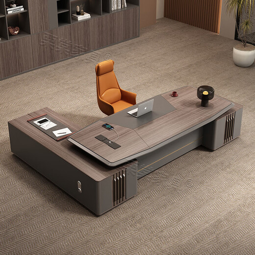 High-end light luxury boss desk office chair combination simple modern president desk executive desk supervisor manager desk 2.8m luxury double cabinet + chair + 3.2m file cabinet