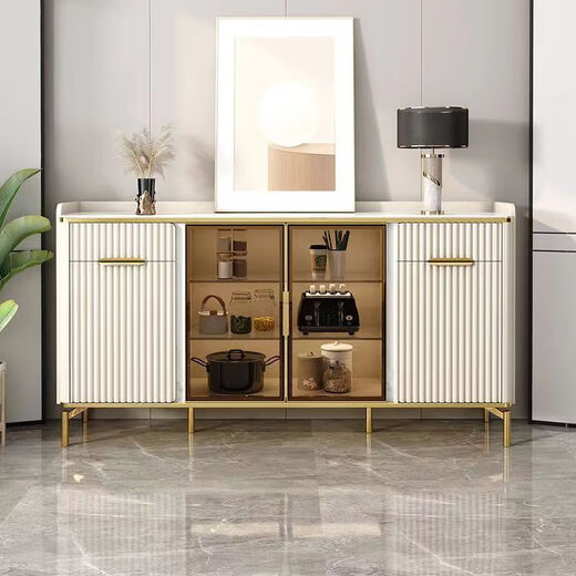 
Guisenbao (GUISENBAO) sideboard living room furniture shelves bookcase kitchen simple display cabinet storage cabinet cream style small apartment shoe cabinet Xingfu white 80*40*95 rock plate desktop package installation