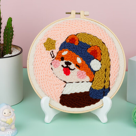 
Children's handmade DIY yarn poke embroidery material bag Russian embroidery poke embroidery school handmade lesson self-embroidery gift Little Red Riding Hood + adjustable poke needle ++ wooden stand