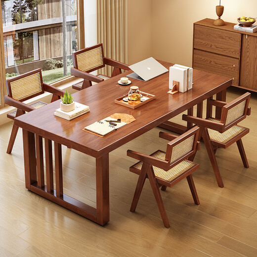 Yaqu volles massives Holz großer Bretttisch Tee Tisch Tee Tisch Büroschreibtisch Großgröße Mehrköpfige Verhandlungstischverhandlungstisch Lesestuhl C9901 Walnussfarbe großer Board Desk 160x80x75 cm Desktop Dicke ca. 6,5 cm