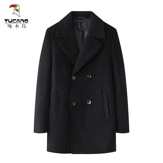 Woodpecker (TUCANO) double-sided woolen coat woolen men's shear label men's windbreaker winter men's double-breasted wool thick woolen coat D4R05400 black 165/84A -116Jin Jin equals 0.5 kg