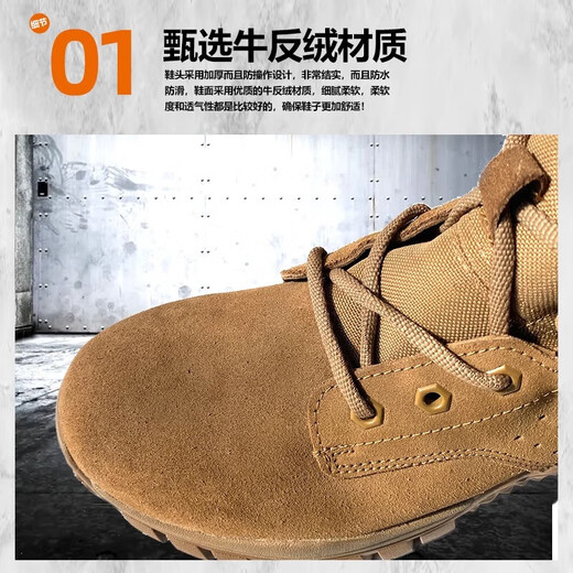 际华三零六六新式棕色作战靴男作战鞋高帮轻便侧拉链登山鞋防砸耐磨真皮户外靴 【旗舰款棕色靴-两双鞋垫】 42 码（260）