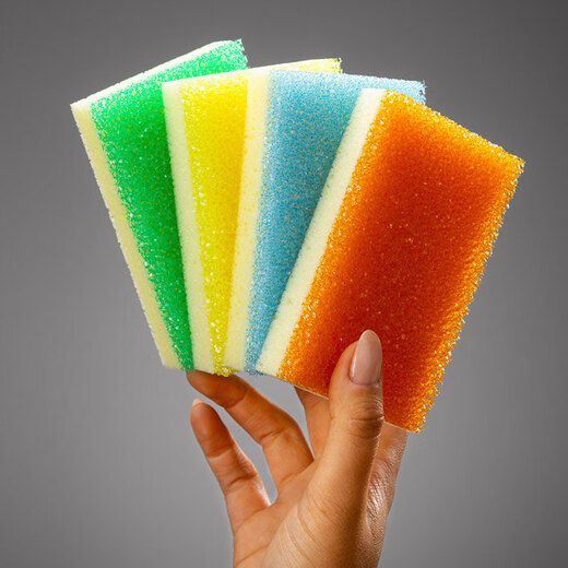 SCRUB DADDY Smiley face dishwashing sponge imported from the United States, dishwashing rag sponge brush, smiley face magic scouring pad cleaning wipe, rectangular, double-sided, multi-color, 4 pieces