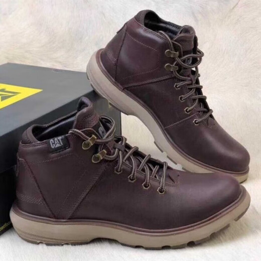 Zapatos de hombres de Caterpillar Cat, botas de martin de la parte superior alta, zapatos de trabajo, botas de trabajo de motocicleta de cuero, botas de cuero de vaca, botas de piel de vaca, talla de zapato de deportes negros frescos de los hombres, tamaño del pie, por favor tome un estudiante de primer año 41