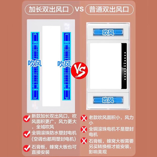 Opda Kitchen Cooler Embedded Lighting Two-in-One Air Conditioner Integrated Ceiling Ventilation Cooler Fan Cold Wind Triple-core Long Double Swing Page Double Blower Wireless Remote Control 300*600mm