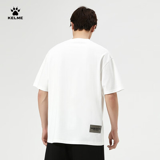 KELME short-sleeved T-shirt men's summer new pure cotton loose casual short t football trendy cultural shirt 9224TX1057 white XL