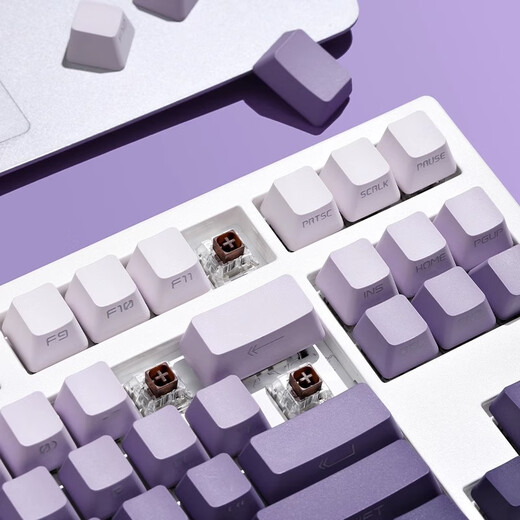 腹灵mk870pro黑莓侧刻机械键盘蓝牙有线无线客制化电脑游戏静音办公 【三模】白色面Pro+暗香侧刻 KTT酒红轴【麻将音】 87键