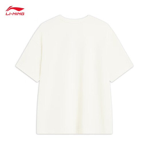 Li ning t-Shirt Männer und Frauen Pullover Einfacher gedruckter runder Nacken kurzärmeliges Sport Top AHSU653 Off-White-1 XL