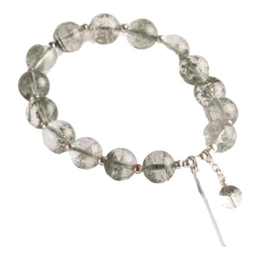 BOSFRU original design natural green ghost melaleuca crystal women's bracelet simple style sterling silver high-end gift for girlfriend, suitable for clean hands 15cm
