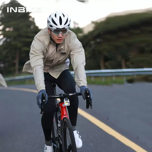 INBIKE windbreaker for men and women, windproof, quick-drying cycling clothing, road cycling top, cycling jacket, gray blue 2XL