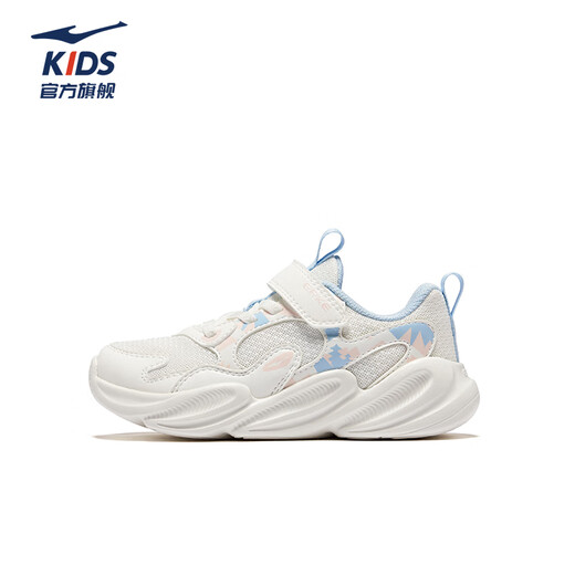 Hongxingerke (ERKE) children's shoes, boys and girls casual shoes, children's small and small children's cushioning light sports shoes, microcrystalline white/light oxygen blue 35