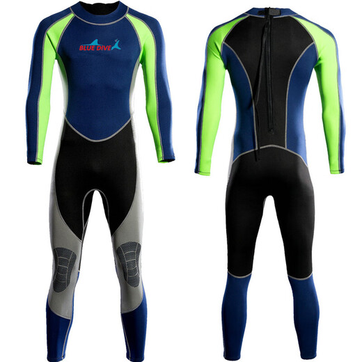 BLUE DIVE wetsuit for men and women 2mm thickened and warm female conjoined jellyfish cold-proof wet winter couple free snorkeling swimming fluorescent yellow XL