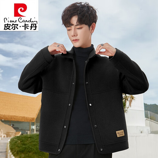 Pierre Cardin 2024 Autumn and Winter High-end Double-sided Woolen Coat Jacket Men's Lapel Wool Short Coat Men's Jacket Youth Green 52/XL