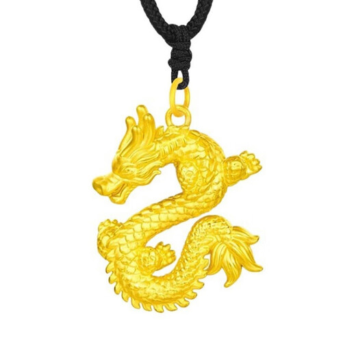 The most decorated au999 pure gold-plated silver necklace for women, gold coiling dragon pendant, natal year zodiac dragon couple necklace gift, coiling dragon single pendant