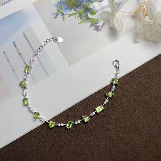 Muchin 4.9 carat peridot bracelet women's fashion jewelry 925 silver inlaid with natural colored gemstone jewelry gemstone bracelet olive