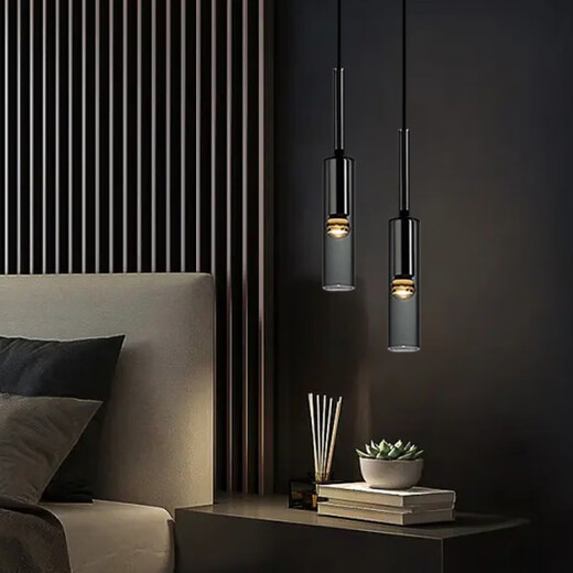 Yilin post-modern light luxury bedside small chandelier hotel room chandelier creative design wine bottle lamp restaurant bar decorative lamp single head - smoke gray neutral light