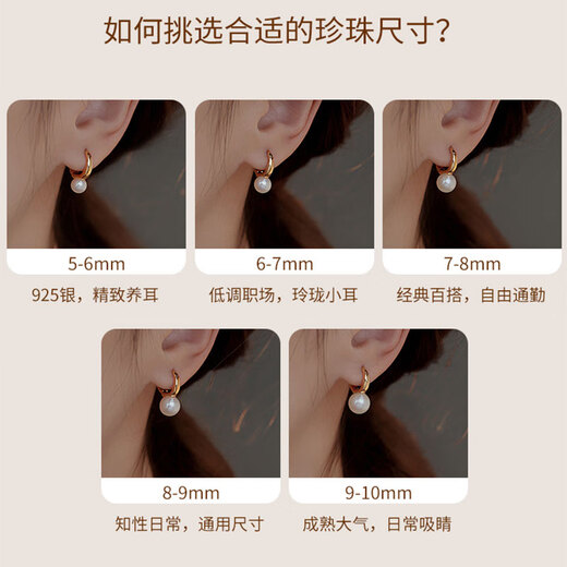 Freshwater pearl earrings for women in the wild, light luxury, high-end earrings, 2025 new style French earrings, Valentine's Day gift for girlfriend, 6-7MM round natural pearls