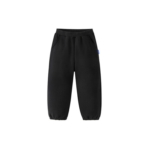 Mini Bala mini parent-child jumping pants for boys and girls autumn and winter fleece trousers black 90001 140