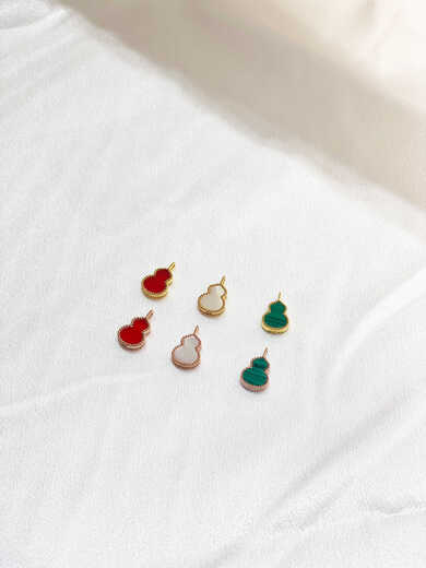 Shiyi 18K gold gourd pendant au750 rose gold gold pendant red agate clavicle chain set chain for women gift 18K rose gold (single pendant) small red agate