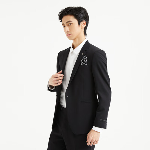 Lilang Youth Business Men's Wear Shopping Mall Suit Suit Men's Wool Business Suit Two-piece Set A4QXF91 Black 170A