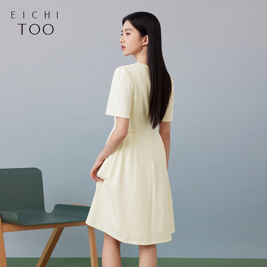 Aijutu Summer New Imitation Pearl Decoration Basic Round Neck Short Sleeve Dress Small Black Skirt EQLBJ2P701A Beibai 03 XL 170/92A