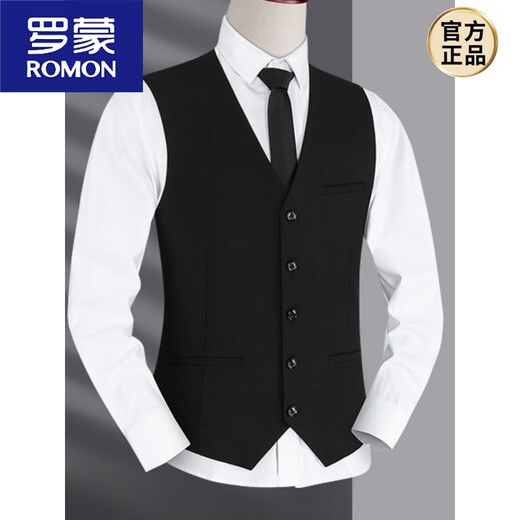 罗蒙（ROMON）男士西装马甲商务职业背心新郎伴郎结婚礼坎肩兄弟团马夹灰色 灰色 五扣口袋B款 XL 140-155斤左右