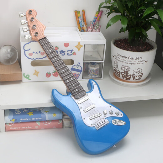 Jingqiao Kinder großer Größe spielen Jungen und Mädchen Simulation Ukulele Elektronische Gitarrenspielzeugmusik Anfänger Musikinstrument grenzüberschreitende A-Style Red E-Gitarre ~ String Sensing Battery Model