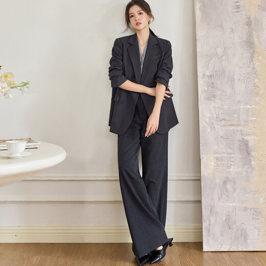 ROEYSHOUSE Luo Yi blazer women's casual slim temperament commuting small suit 11053 dark gray 2XL