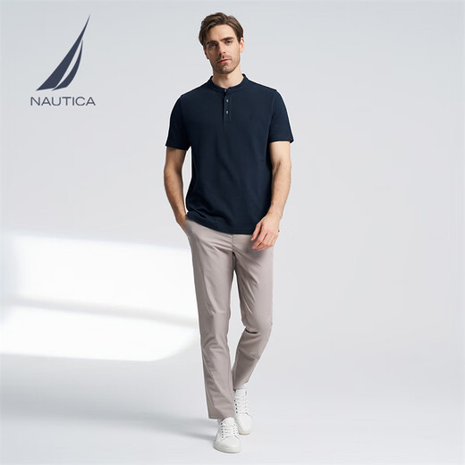 
NAUTICA [Single-piece direct drop] Men's spring and summer new cotton skin-friendly soft Henry neck short-sleeved POLO shirt KO4121 KO4121 Navy 4NV M