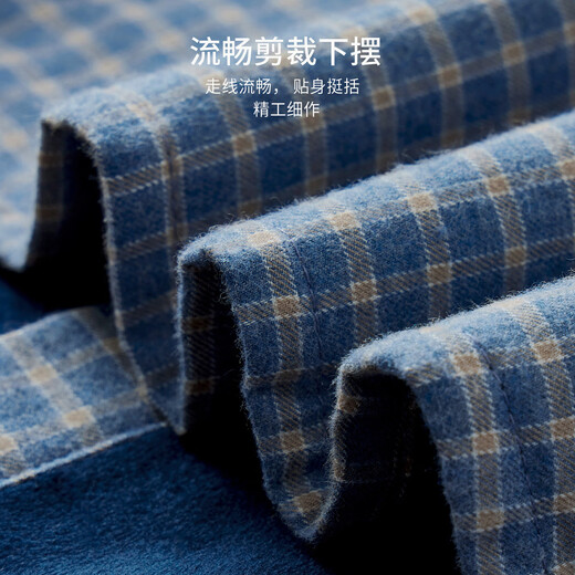 杉杉衬衫纯棉磨毛加绒加厚长袖保暖抗皱易打理亲肤柔软男装秋冬衬衣