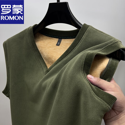 ROMON Polar Fleece V-Ausschnitt Weste Herren Herbst und Winter Papas Kleidung Samt verdickte ärmellose Weste Herren Weste Bottoming Fleece Jacke Karamell Samt XL 175