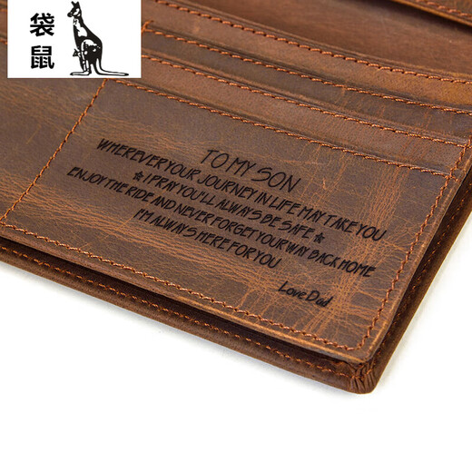 Canguro boutique moda cuero retro billetera loca cuero de cuero de 2 veces la billetera larga billetera de mascotas cambia 8031-marrón