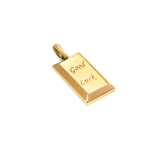 Caizhi Korean popular 14k gold necklace for women simple geometric gold brick letters exquisite plain gold clavicle pendant pendant