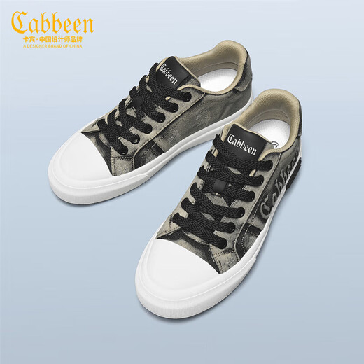 卡宾男鞋春季2026年新款低帮帆布鞋男百搭时尚休闲鞋子男轻奢复古潮鞋 黑色 40 【=运动鞋41码】