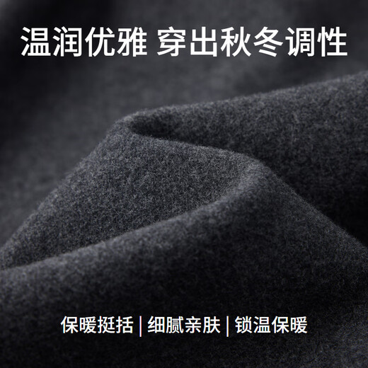 EMZ鄂尔多斯【100%绵羊毛】男士羊毛外套秋季中长款连帽毛呢大衣男装