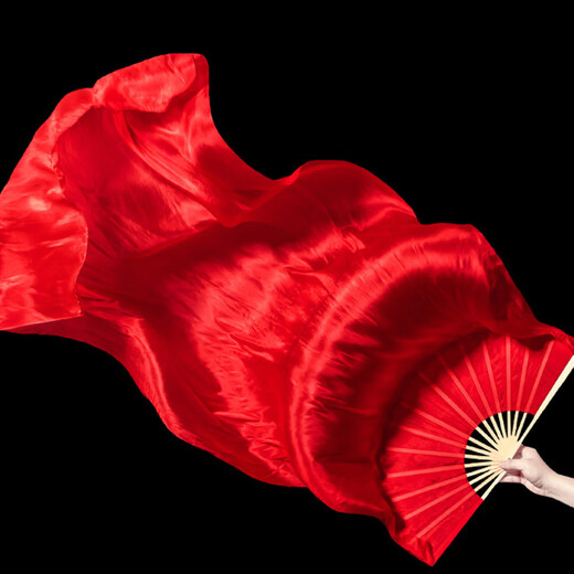 Suican dance fan extended anti-silk square dance yangko long thick fan big red performance fan Wanjiang dance props fan 13 bones 1.5 meters red right hand style