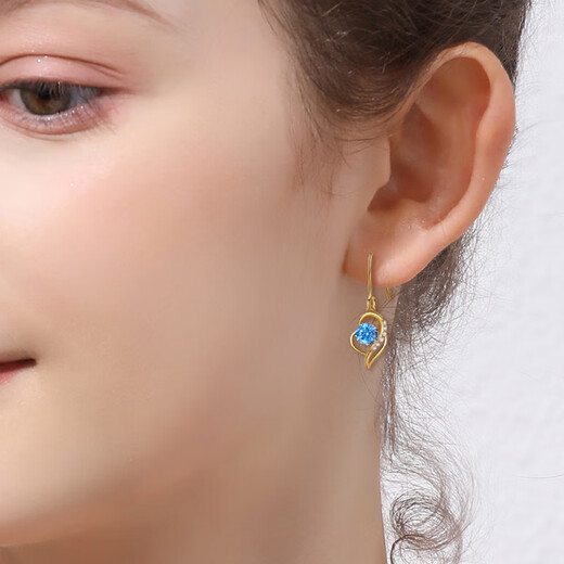 Laura Tu Light Luxury Brand Earrings Women's Platinum Earrings Luxury Accessories Birthday Anniversary Christmas Chinese Valentine's Day Gift I Have You in My Heart - White Diamond 999 Pure Gold