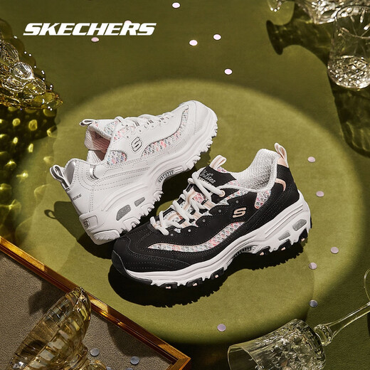 
Skechers outlets dad shoes women's shoes classic black and white panda shoes personalized snake-print thick-soled sneakers 11977-white/WHT 35 reference foot length 220mm