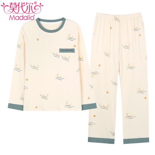 Modal Pure Cotton Pyjamas für Frauen im Frühling und Herbst Sommer Hauskleidung lose langen Langarmern Süß und kann außerhalb von Heimkleidung getragen werden NJR-Q3892 L