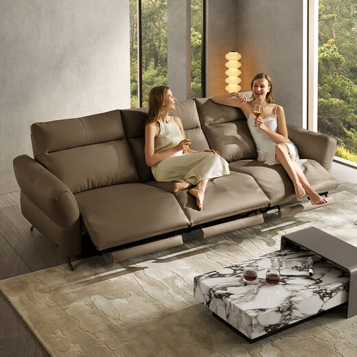 Gujia Home Furnier (Kuka) Cloud-Serie Zero-Back-Wand Napa Funktion Ledersofa Flexibler Handlauf 6189 Weiche leere drei Personen links elektrisch