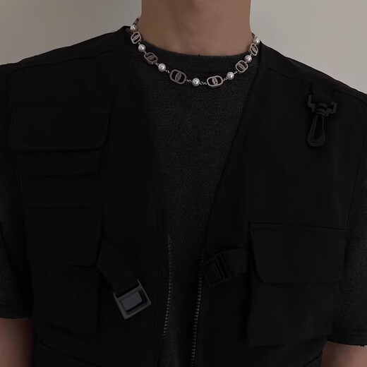 Muchin Men's Light Luxury Trendy Brand Niche Pearl Splicing 925 Sterling Silver Necklace Men's High-Quality Necklace Versatile Accessories Chain