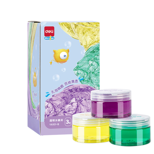 Deli 3 Tasse Kristall Schlamm handgefertigt DIY Plasticin Ton Lehm Lehm Unzipe Spielzeug Schleimblasen Schlammfarbe Schlamm Jungen und Mädchen Graduierung Kindertag Briefpapier Geburtstag Geschenk