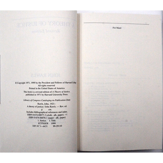 包邮现货英文原版正义论A Theory of Justice John Rawls 约翰罗尔斯哈佛大学出版社
