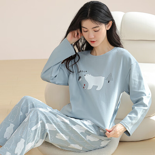 Yu Zhaolin (Yuzhaolin) pijama para mujeres algodón puro 2021 Nuevo pijama de celebridades de Internet para mujeres en primavera y otoño gran tamaño de manga larga juego de ropa para el hogar NSWR-01N9905 M [sugerido 80-105Jin [Jin equivale a 0.5 kg]]]