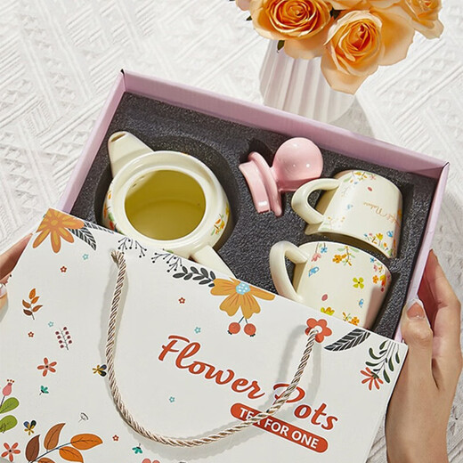 Meidu Christmas birthday gift tea set Valentine's Day gift for newlyweds teapot best friend souvenir wedding new wedding bow tea set pink gift box